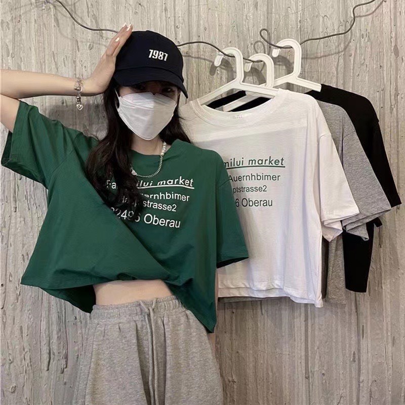 Áo Thun Nữ ❤️FREESHIP❤️ Áo Croptop in chữ siêu xinh