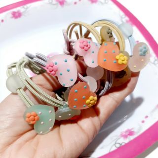 Thun cột tóc trái tim nhiều màu