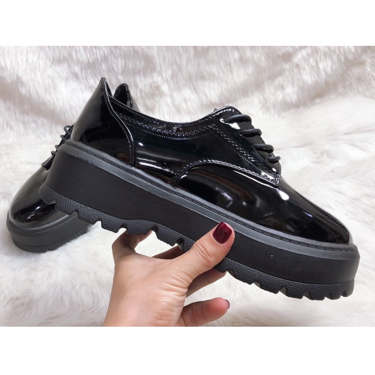 Giày bánh mỳ da bóng ulzzang nữ đế cao 5cm