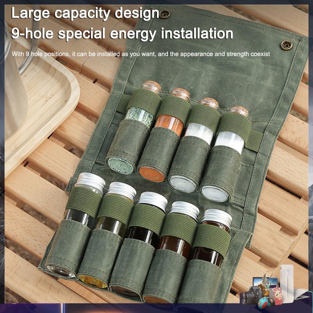 Bộ 9 Lọ Thủy Tinh Đựng Gia Vị Nhỏ Gọn Cho Cắm Trại