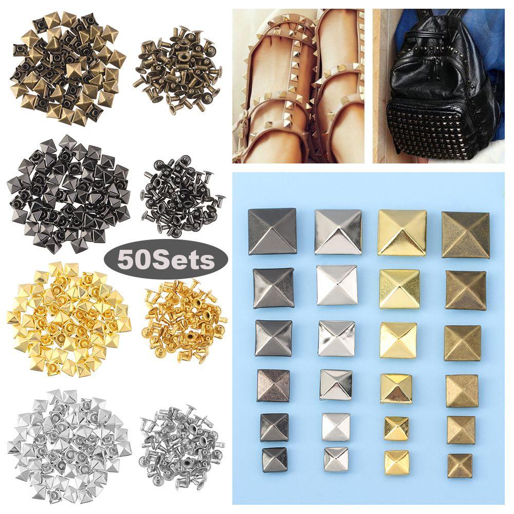 Set 50 Đinh Tán Hình Vuông Dùng Để Trang Trí Túi Xách / Đồ Thủ Công