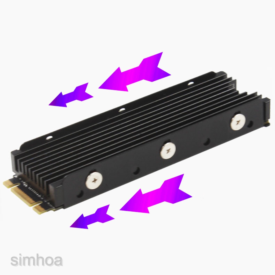 Bộ tản nhiệt chất liệu bằng nhôm màu đen PCIe NVMe M.2 2280 SSD w