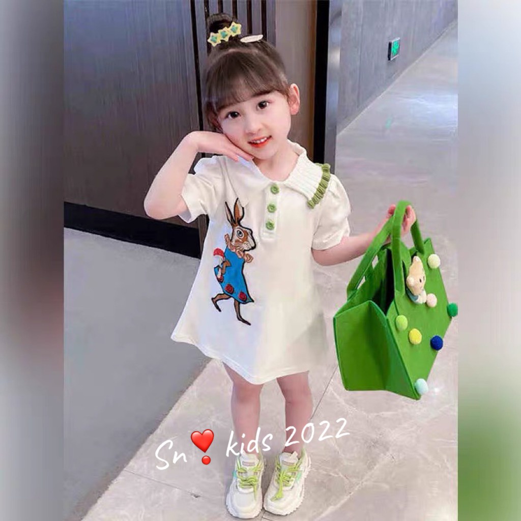 Váy suông cho bé gái cổ bẻ đáng yêu size đại từ 8-28kg