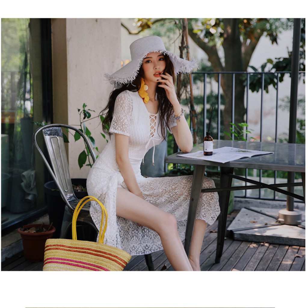 BỘ ĐỒ BƠI MỘT MẢNH BKINI NỮ PHỐI REN SEXY KÈM KHĂN CHOÀNG