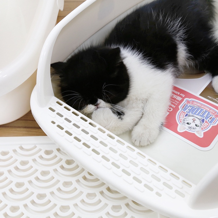 Khay vệ sinh cho mèo Hộp Đi Vệ Sinh Bán Nửa Cỡ Lớn Chống Rò Rỉ Cát Kèm Xẻng Múc Sữa Dành Cho Mèo Cưng