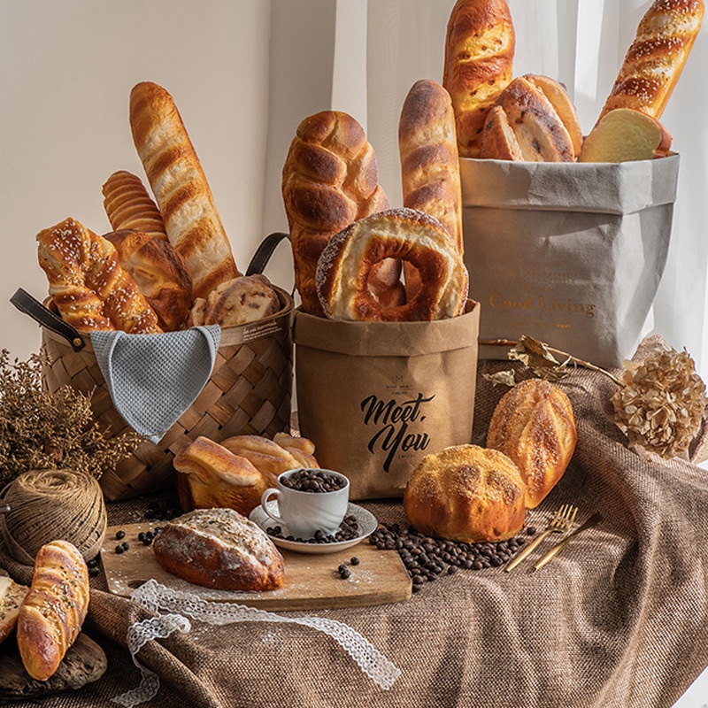 Mô Hình Bánh Mì Pháp Mềm Mại Có Hương Thơm Dùng Trang Trí Tủ Trưng Bày