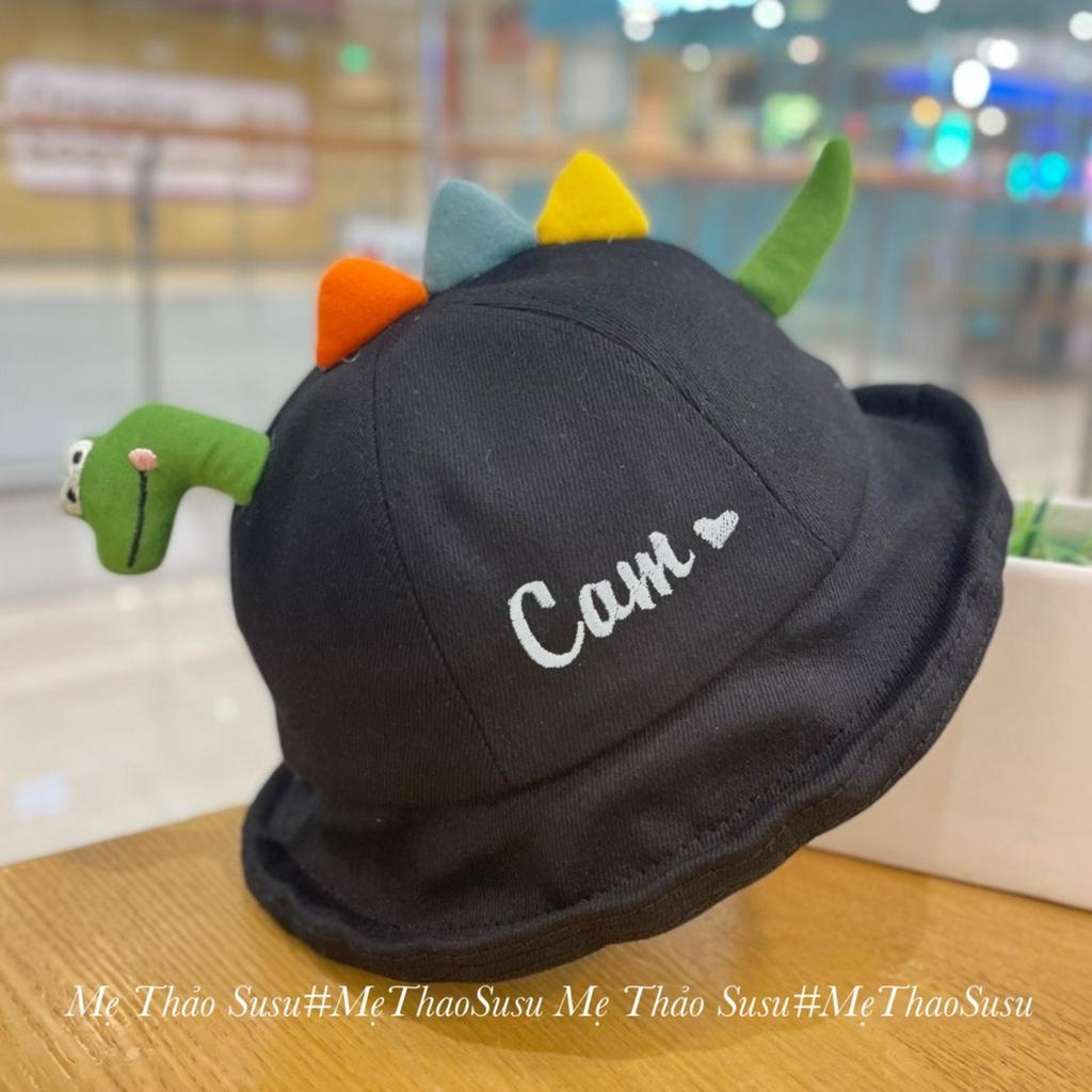 Mũ khủng long thêu tên cho bé