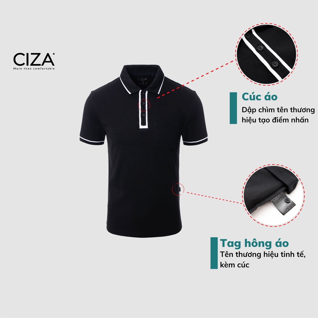 Áo polo ngắn cộc tay nam CIZA  cổ bẻ vải cotton co giãn 4 chiều size S M L XL màu đen  APNS14