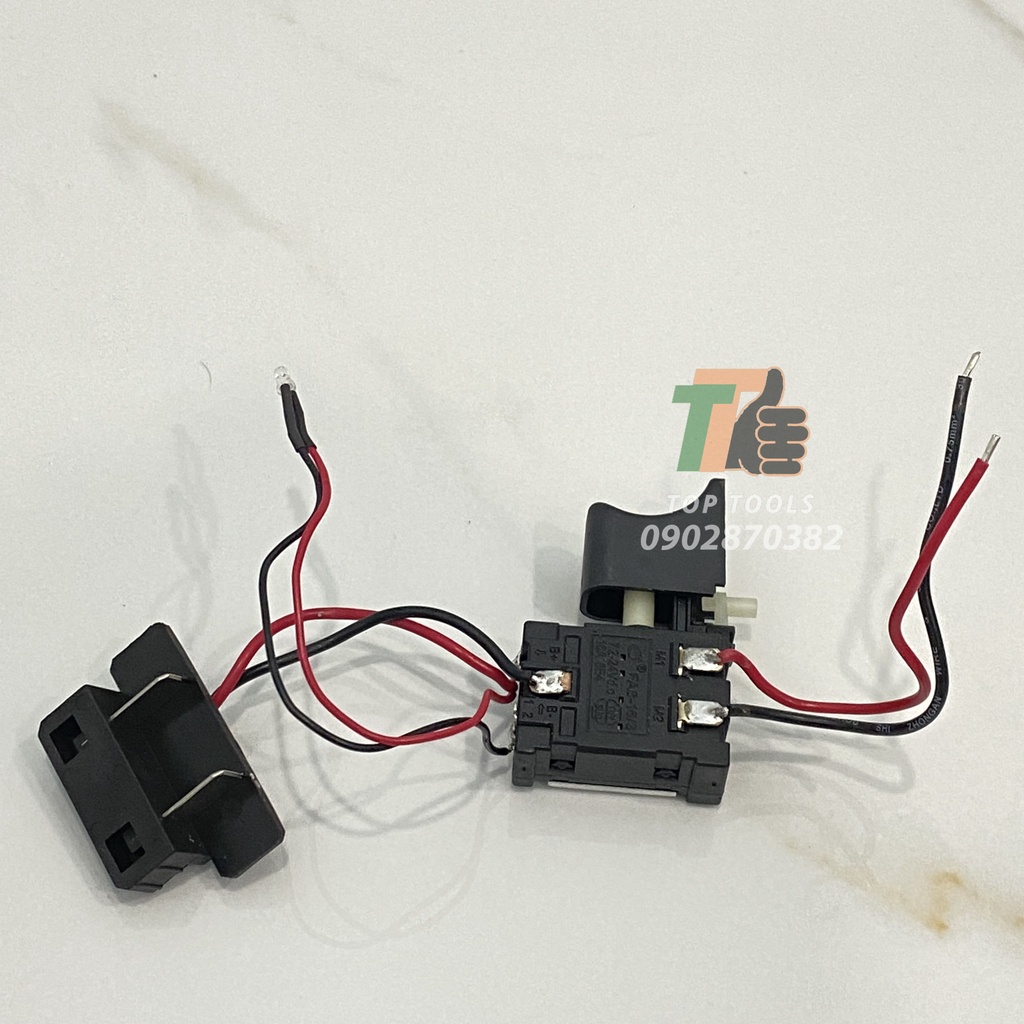 Công tắc máy khoan pin, cò máy khoan pin, máy siết bulong có điều tốc có gắn đèn led, dùng cho máy chổi than