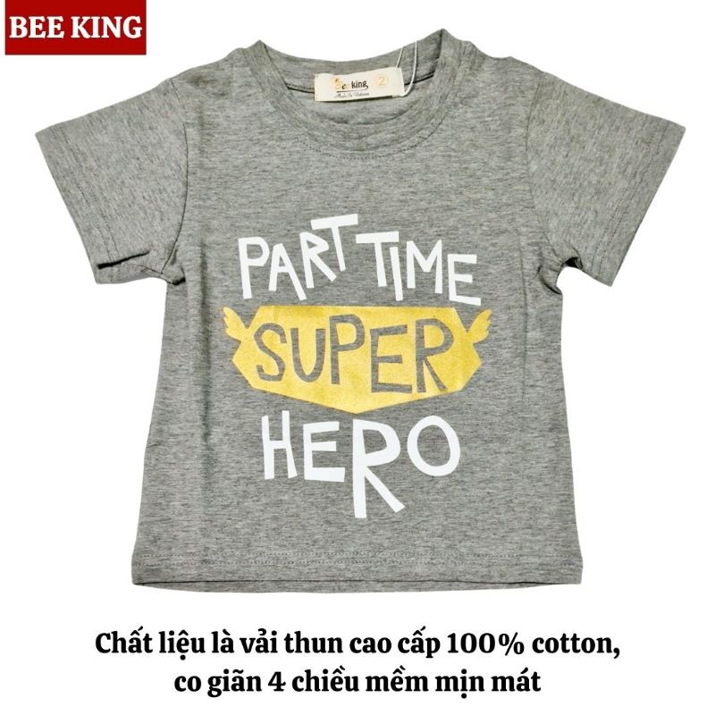 Áo thun trẻ em BEE KING cho bé trai chất đẹp thun 100% cotton mềm mịn mát từ 6 tháng tuổi đến 10 tuổi cộc tay mùa hè