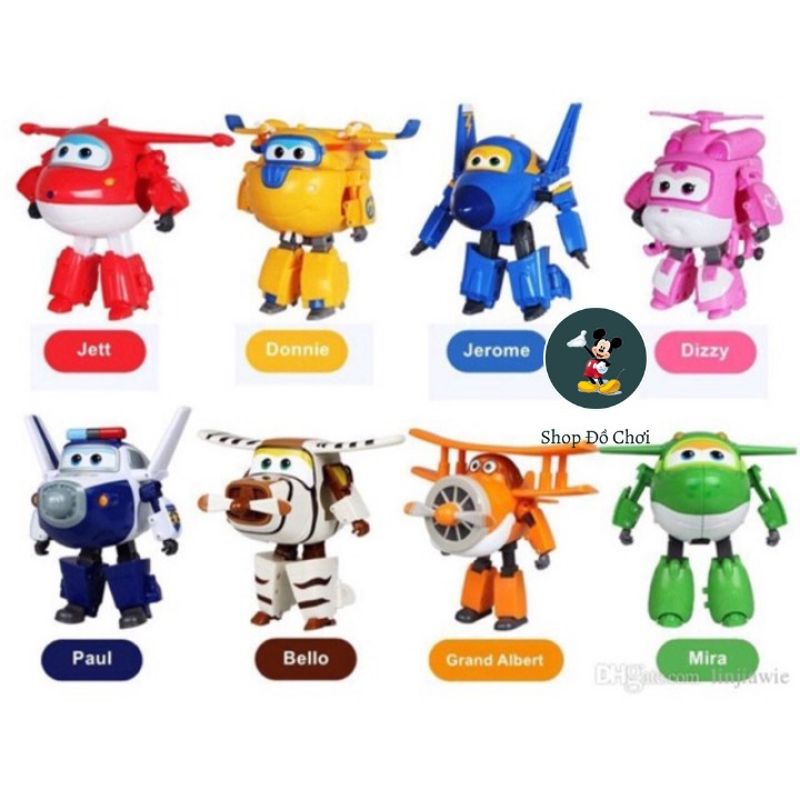 Hộp 8 nhân vật đội bay siêu đẳng Super wings biến hình thành máy bay và robot ( mẫu mới 2019)