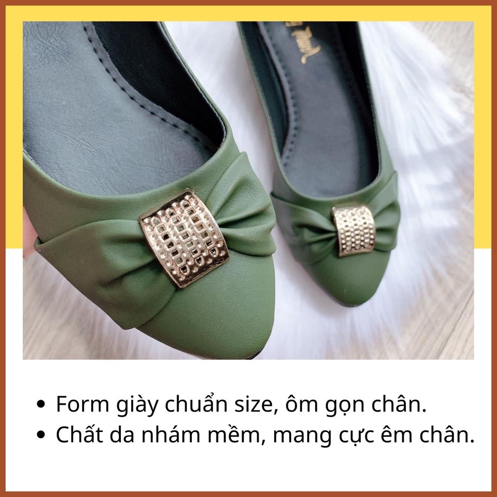 Giày Búp Bê Nữ Big Size Mũi Nhọn Giày Đế Bệt Bít Mũi Hoàng Thanh DN77