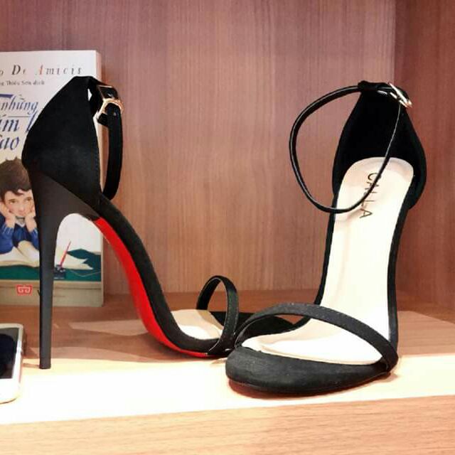 Sandanl cao gót calla đế đỏ màu đen 11-12p | BigBuy360 - bigbuy360.vn