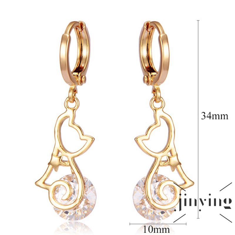 GETNOIVAS Khuyên tai mạ vàng hình mèo đính đá xinh xắn