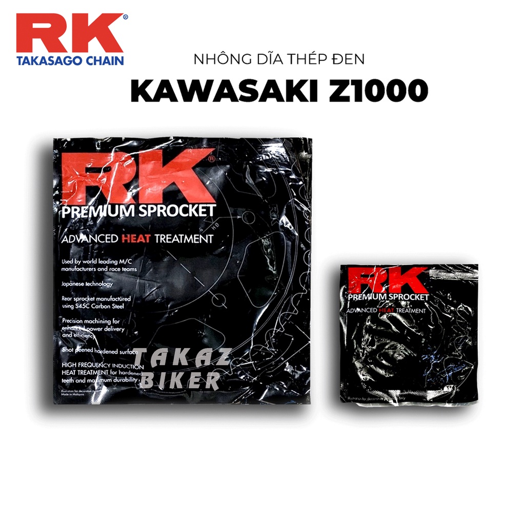 RK CHAIN - NHÔNG SÊN DĨA KAWASAKI Z1000 - SÊN KRX X-RING VÀNG