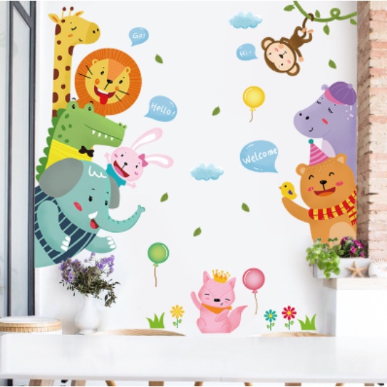 Decal trang trí tường - Những người bạn vui vẻ chào mừng