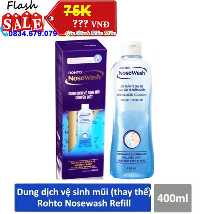 Dung Dịch Vệ Sinh Mũi Rohto Nosewash - Dung Dịch Thay Thế Chai 400ml