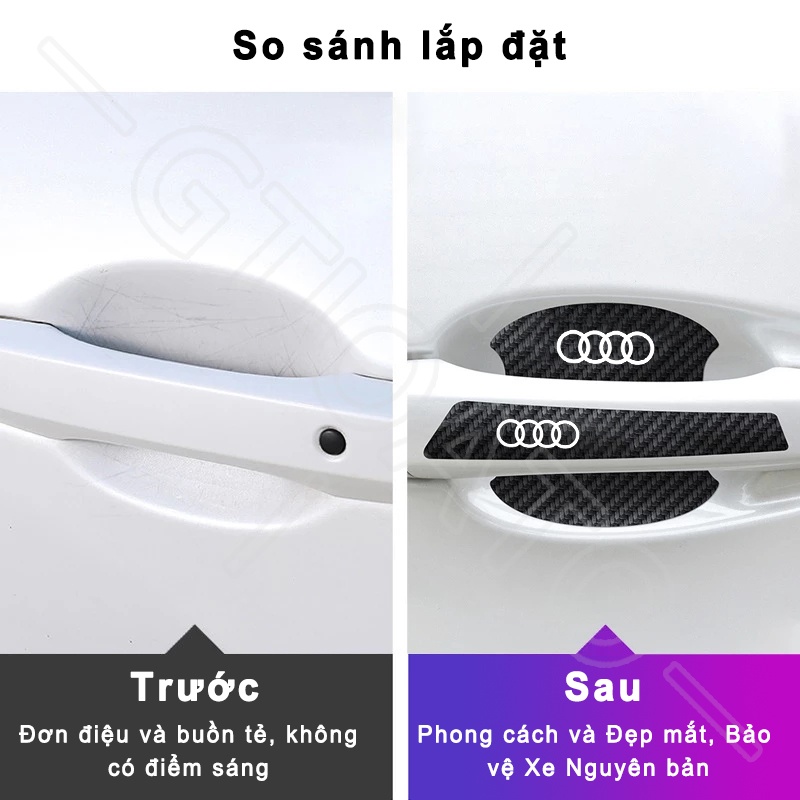 GTIOATO Bộ Bảo Vệ Tay Nắm Cửa ô Tô Sợi Carbon Bộ Bảo Vệ Bát Cửa Gương Hậu Xe HơI MiếNg DáN ChốNg XưỚC Phụ KiệN Ô Tô Cho Audi TT R8 Q5 Q7 RS7 A7 A8 A5 A4 Q8 A6 A3 RS5 Q2 Q3