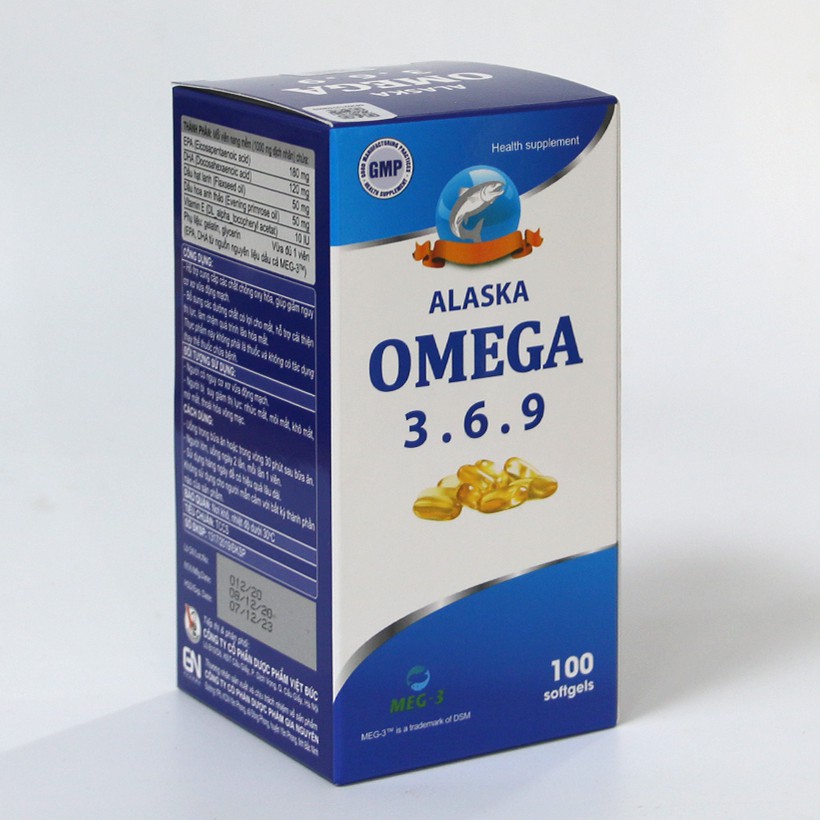 Viên uống dầu cá Omega 3.6.9 Alaska cải thiện thị lực, giảm nguy cơ xơ vữa động mạch và chống oxy hóa lọ 100 viên