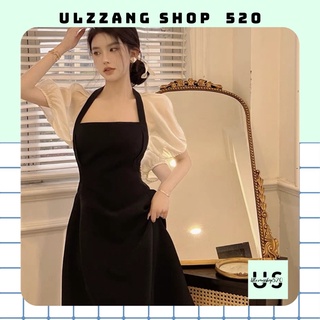Váy cổ yếm tay bồng kiểu thời trang Hàn Quốc hiện đại Ulzzangshop520