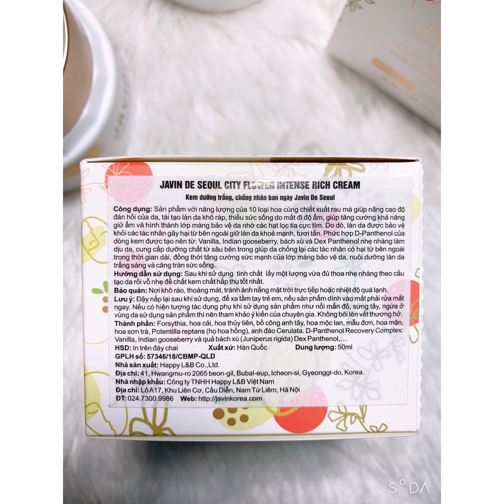 Kem Dưỡng Làm Sáng Da Và Chống Nắng Ban Ngày Javin De Seoul 50ml