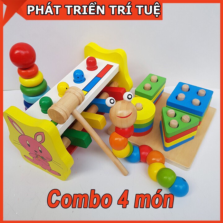 Bộ đồ chơi gỗ gồm COMBO 4 món đồ chơi gỗ giáo dục cho bé(hàng loại 1)