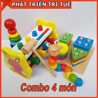 Bộ đồ chơi gỗ gồm COMBO 4 món đồ chơi gỗ giáo dục cho bé