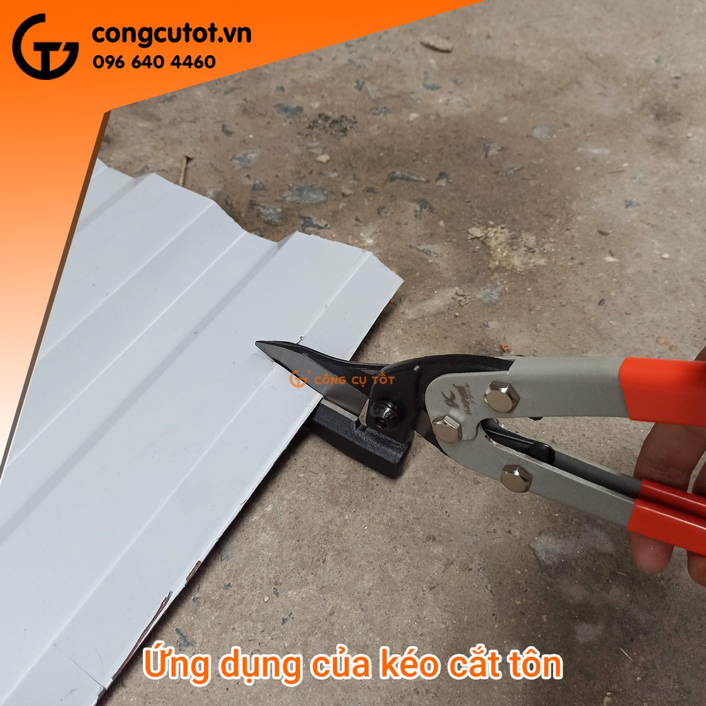 Kéo cắt tôn cộng lực kiểu Nhật mũi phải thép CrV Kapusi 270mm