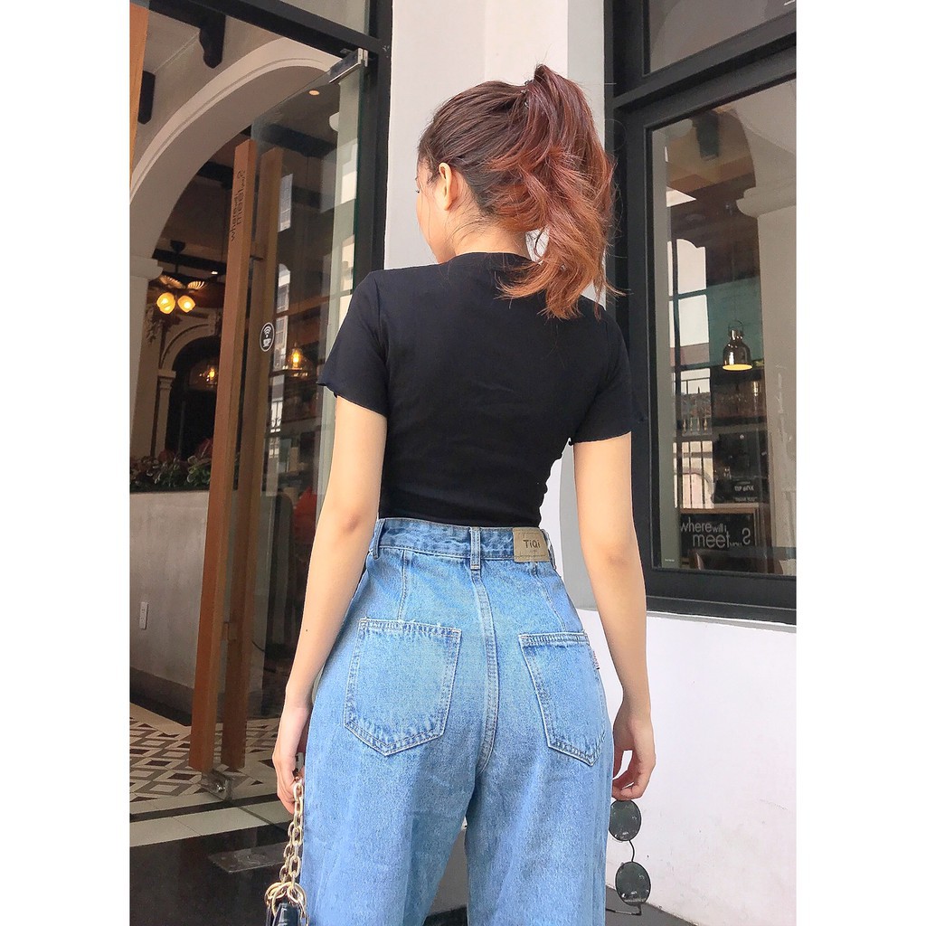 HÀNG NHẬP KHẨU -  Quần ống rộng nữ, quần bò nữ cao cấp TiQi Jeans B2-142, ống suông, phù hợp đi học, đi làm, đi cafe - H