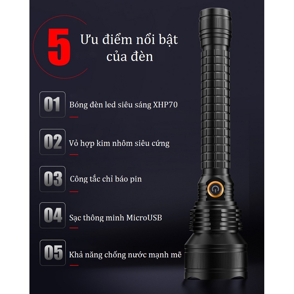 Đèn pin siêu sáng Led P70 A18 ( VỎ HỢP KIM SIÊU CỨNG, CHỐNG NƯỚC, CHIP LED P70 SIÊU SÁNG ) - CHIẾU XA ĐẾN HÀNG TRĂM MÉT | BigBuy360 - bigbuy360.vn