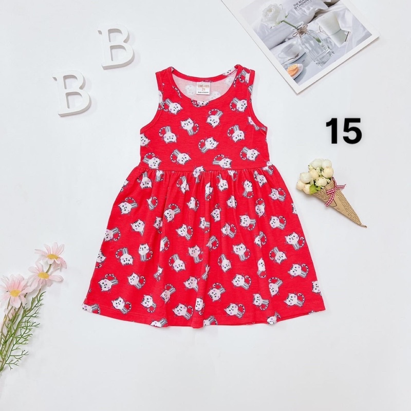 Váy thun hè cotton sát nách VNXK bé gái