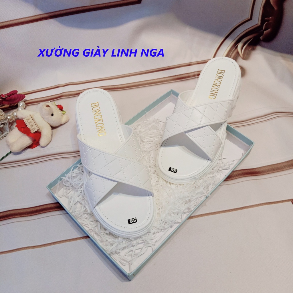 Dép Bánh Mì Cao Nữ Đế PU 3-5P Siêu Nhẹ Cực Êm Quai Dập Sắc Nét Sang Chảnh PD01