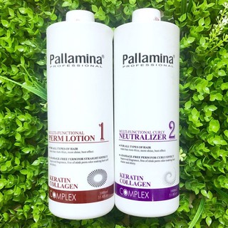 Cặp thuốc uốn tóc Pallamina Collagen (uốn nóng) 1000mlx2