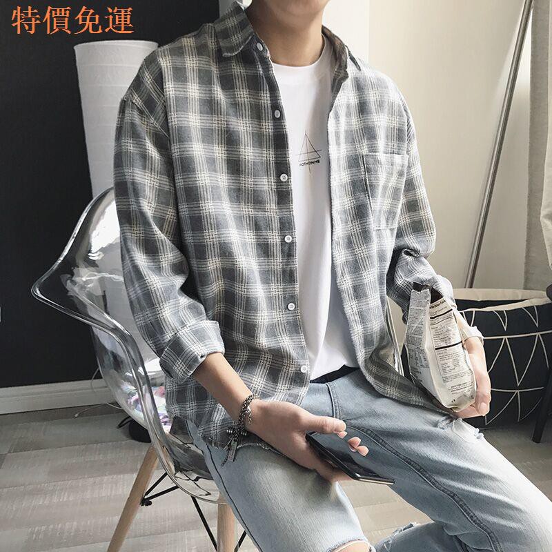 Áo khoác sơ mi kẻ sọc ca rô dáng rộng thời trang xuân thu cho nam giới | BigBuy360 - bigbuy360.vn