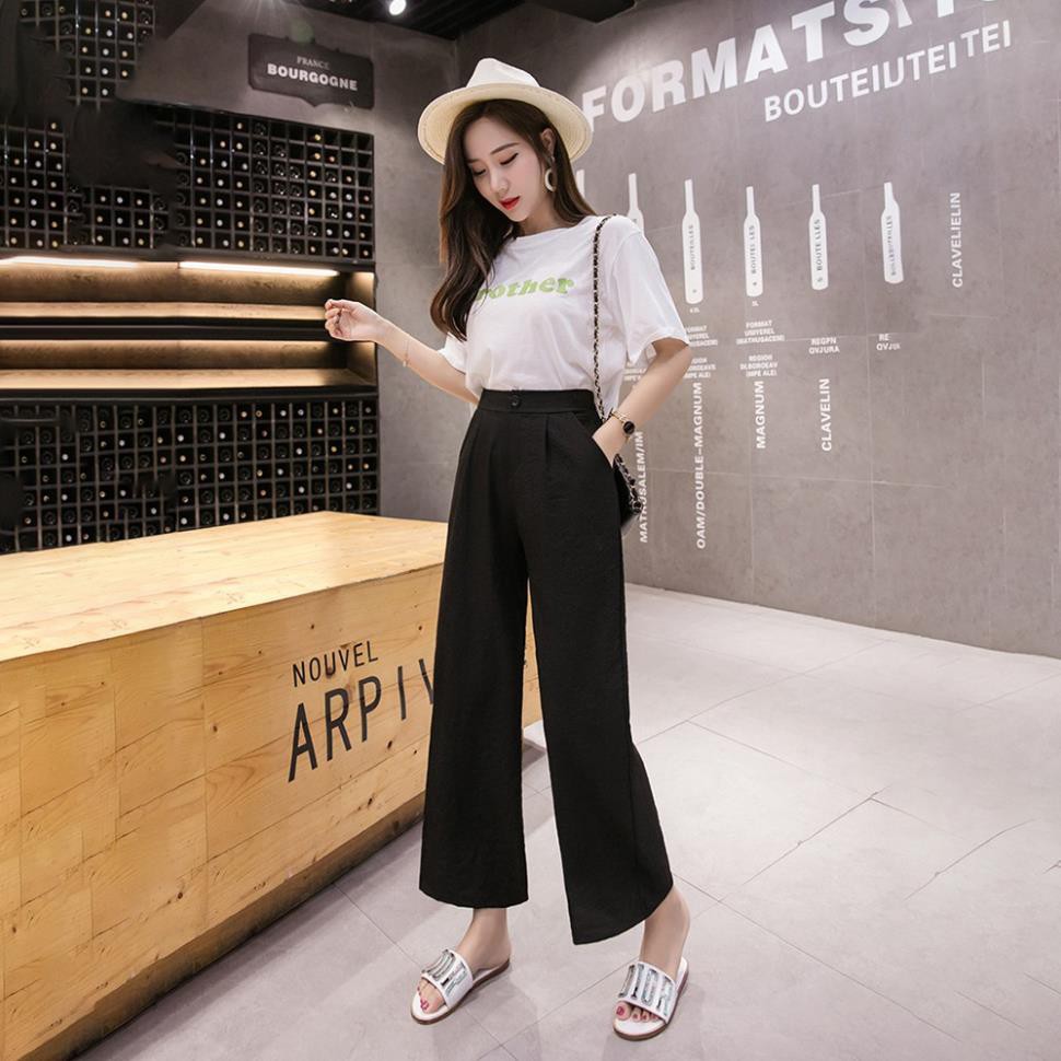 [Mã FAMAYWA giảm 10K đơn 50K] Quần Culottes ống rộng 9 tấc - chất vải đũi xước màu trắng, đen, kem mềm mại mặc cực mát | BigBuy360 - bigbuy360.vn