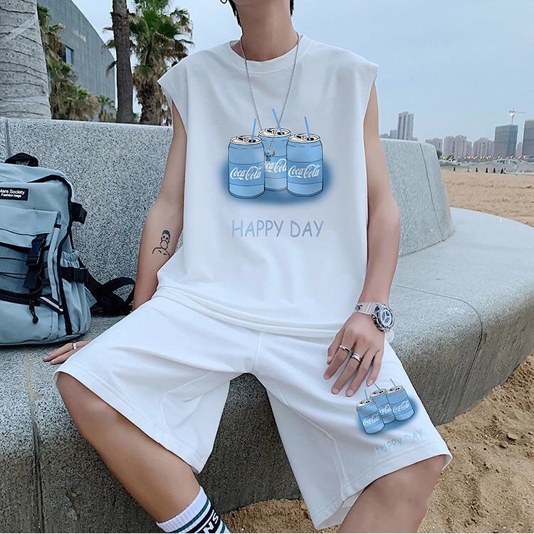 HÓT  Đồ bộ nam nữ tập gym, set quần áo thể thao mặc nhà Unisex 3 lỗ phong cách in chữ đủ màu trắng , cam , xanh , đen