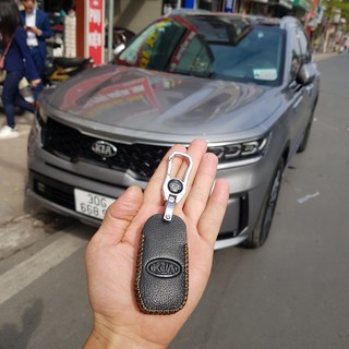 Bọc da 3D bảo vệ chìa khóa xe KIA Sorento 2021, Cerato 2019-2021 kèm móc đeo Inox