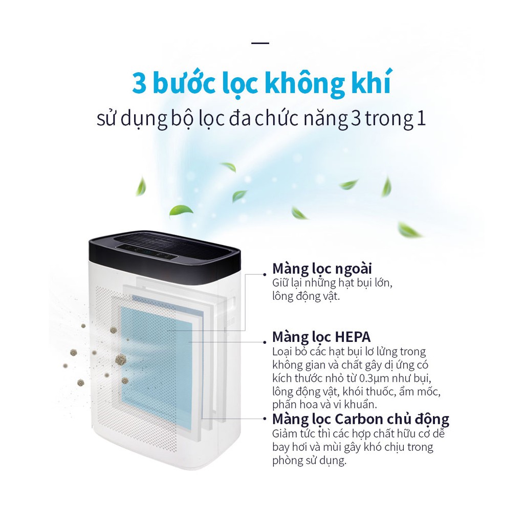 Máy lọc không khí Cuckoo CAC-G0910FWH - Dành cho không gian 30m2 - Màng lọc Carbon chủ động - Tiêu chuẩn Hàn Quốc