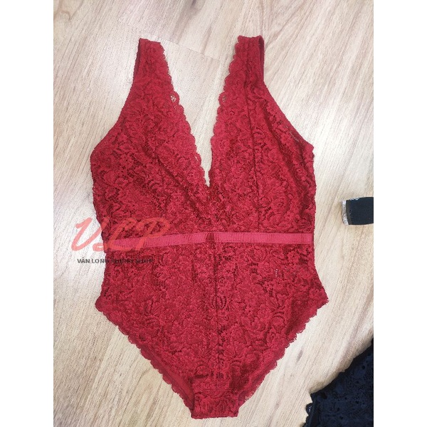 [BIGSIZE_80KG_SÓT KHO XẢ HÀNG]_Bodysuite màu đỏ thiết kế 2 lớp voan phối ren hoa cao cấp
