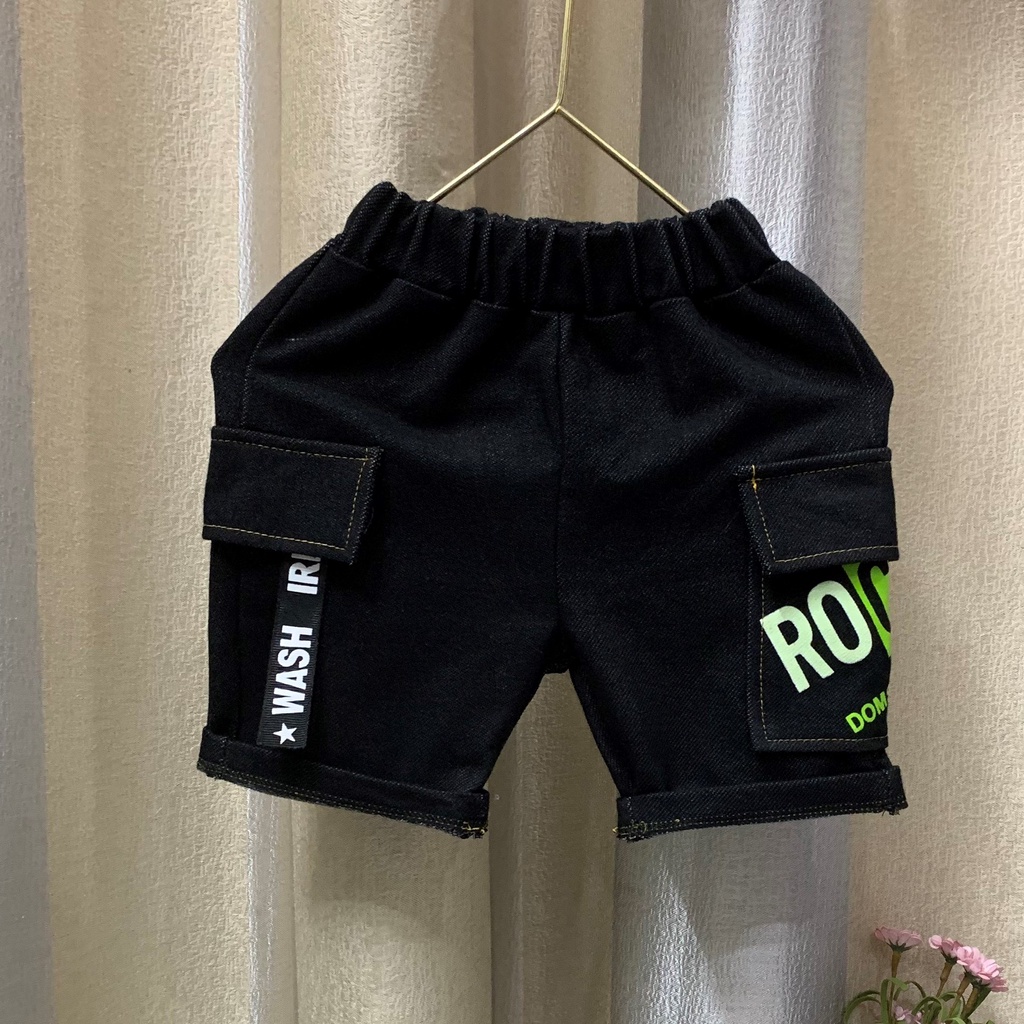 Quần short thun giả jean túi hộp cho bé trai  từ 8-36kg