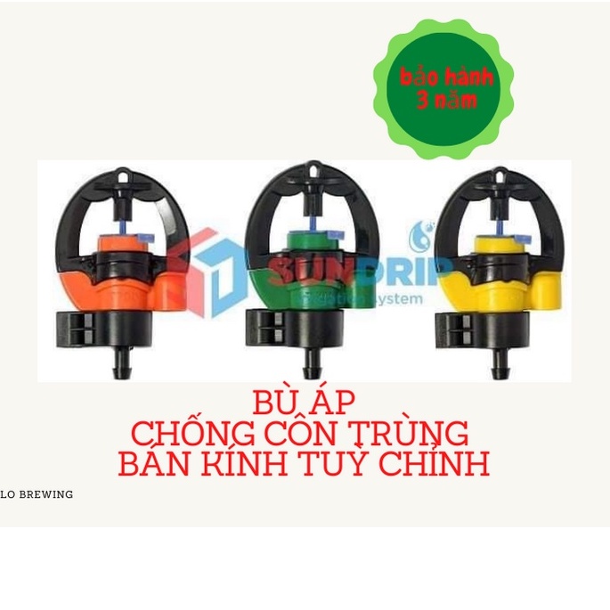 Béc tưới T700 Bù áp tưới phun mưa, Chống Côn Trùng, Bán kính to nhỏ 30-60-90l/h tặng kèm nối 6mm