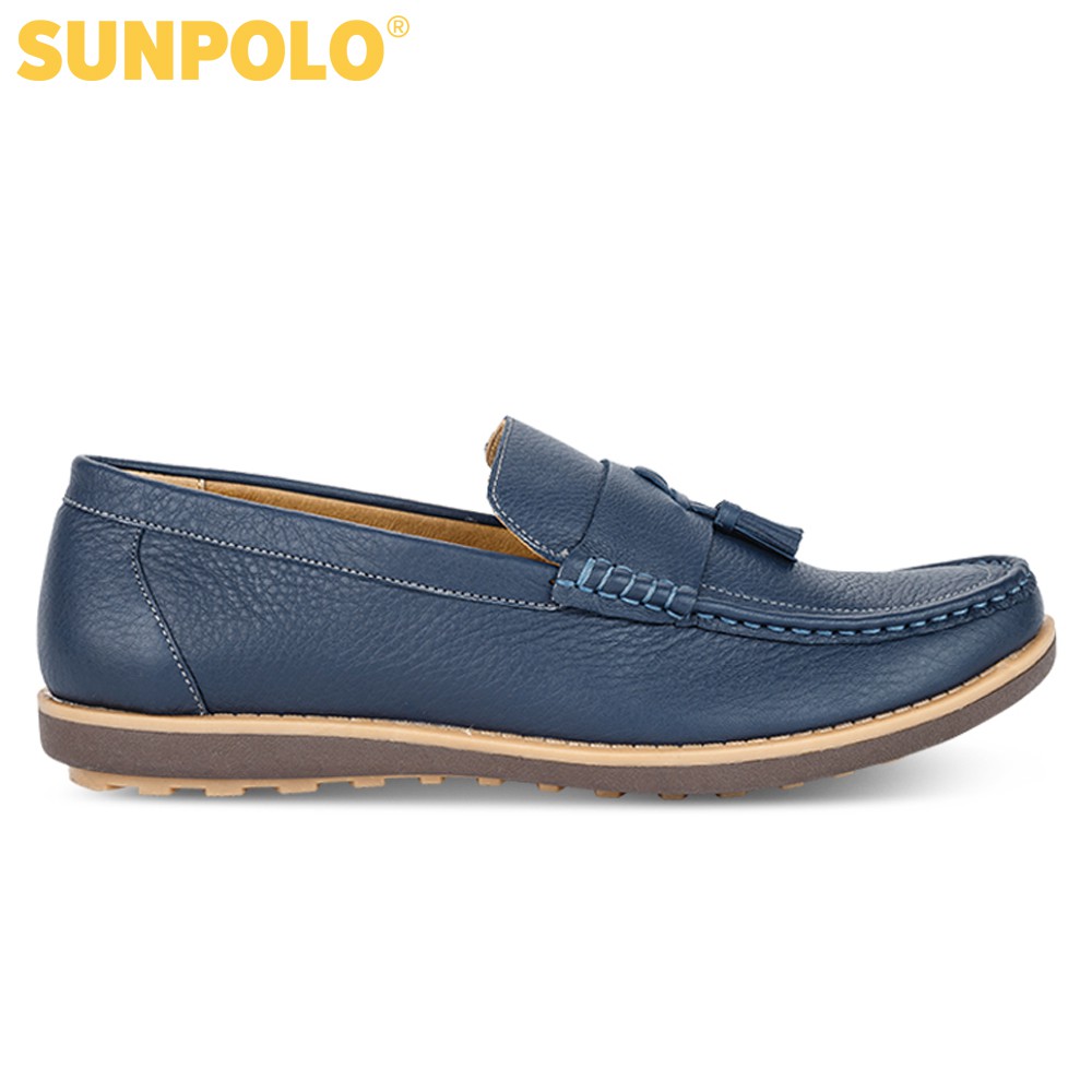 Giày Mọi Nam Da Bò SUNPOLO Xanh Navy Đen Nâu - SUKT2581XDN