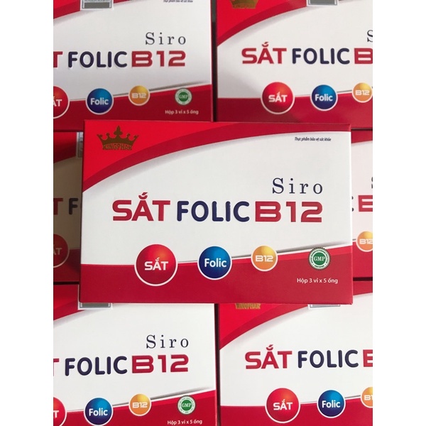 Siro Sắt Folic B12 Kingphar – Hỗ trợ giảm nguy cơ thiếu máu (Hộp 15 ống)
