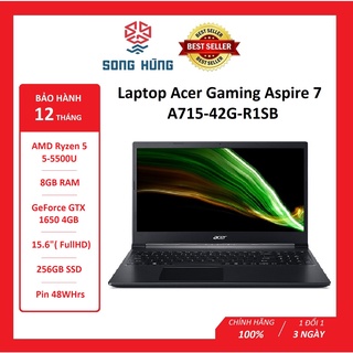 Laptop Acer Gaming Aspire 7 2021 A715-42G-R1SB R5-5500U 8GD4 256SSD_PCIe 15.6FHD_144 IPS 3C ĐEN W10SL 4GD6_GTX1650 thumbnail
