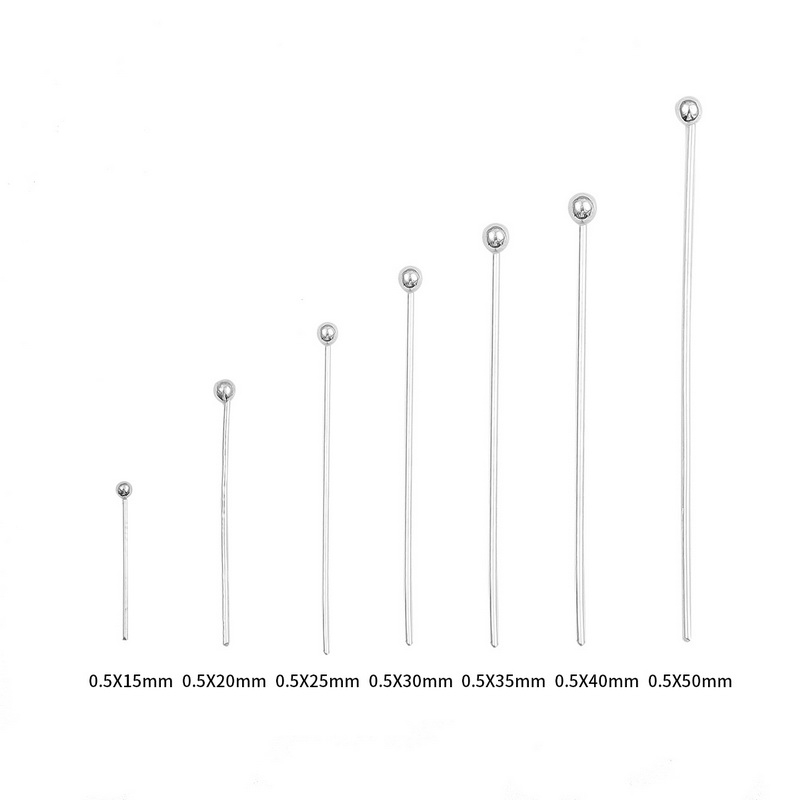 Set 10 thanh kim bạc 925 đầu phẳng hình chữ T dùng làm trang sức thủ công 15-50mm