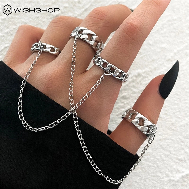 Nhẫn Đeo Tay Kim Loại Mỏng Trơn Mịn Phong Cách Hip Hop Punk Vintage Thời Trang Nữ Dự Tiệc