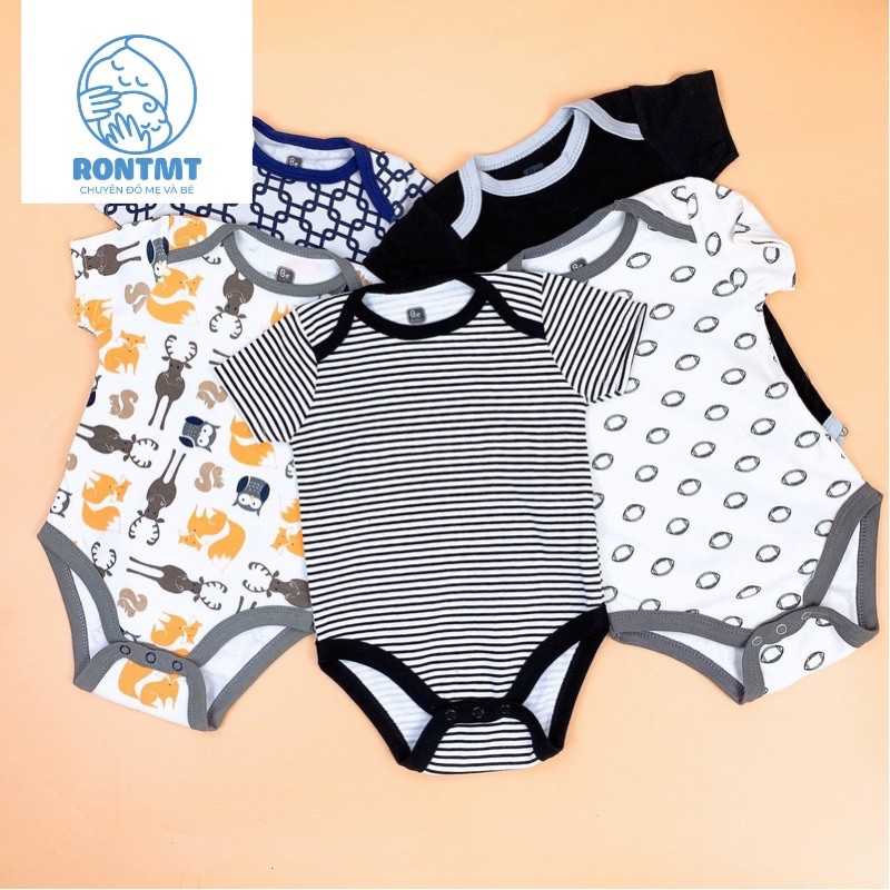 Sét 5 body tay ngắn Beliti cho bé từ 0 - 12 tháng (kèm móc)