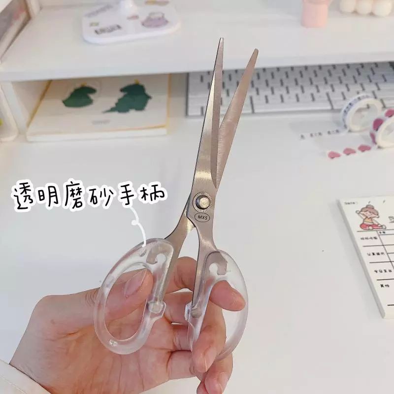 🍓Kéo Cắt Giấy Cán Trong Suốt 16cm/19cm Siêu Bén Phong Cách Hàn Quốc BiTi KG210