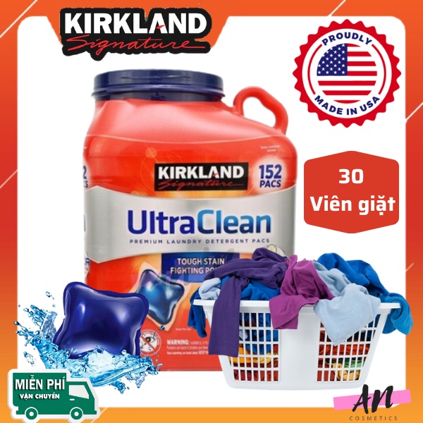 Conmbo tách lẻ 30 Viên giặt quần áo Kirkland Signature Ultra Clean (nước giặt quần áo Mỹ)