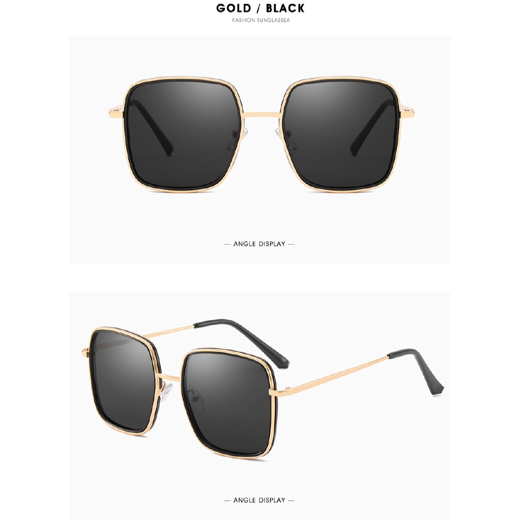 Kính mát thời trang mới khung lớn kim loại dành cho nam nữ